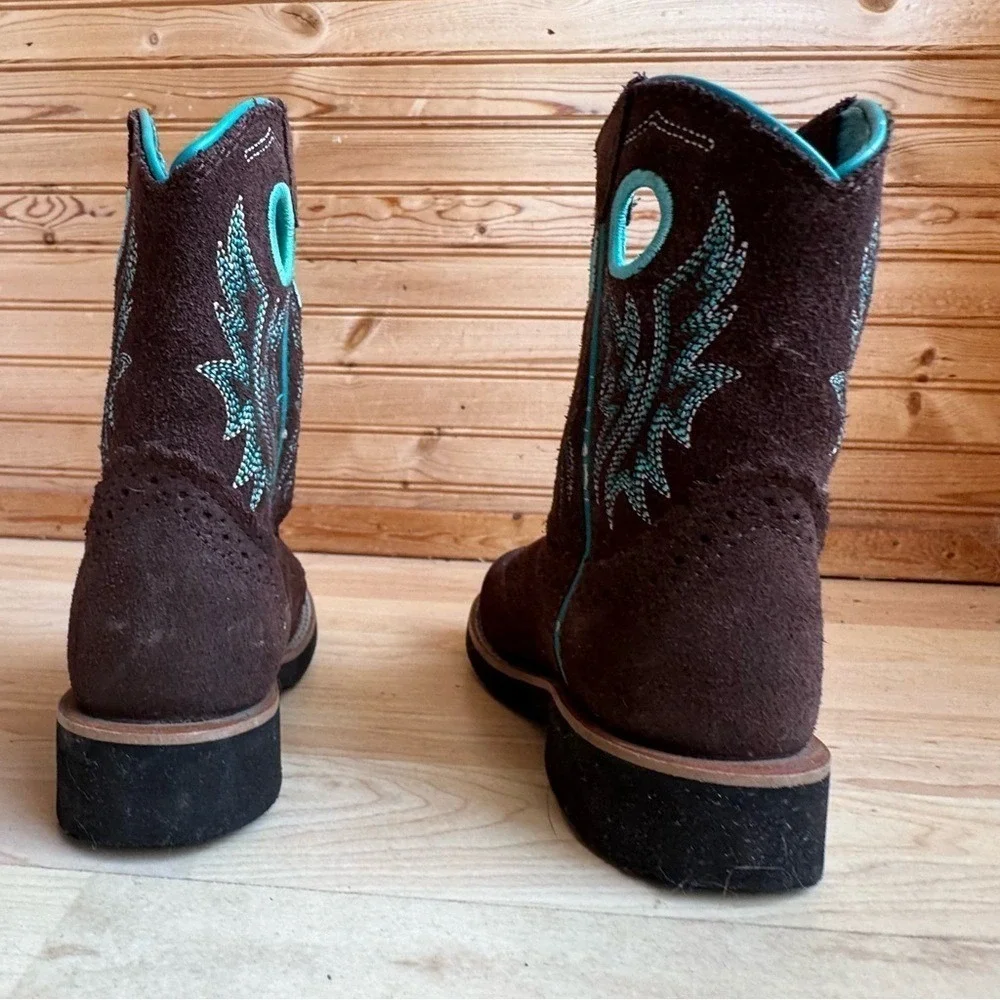 Ariat Cowboy Boots Fatbaby Leather Brown Kids' 10 Cowgirl Western Horse Riding